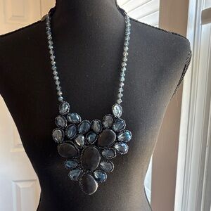Tasha Iridescent Blue Faceted Bib Necklace